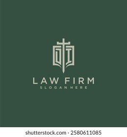 DI initial monogram for law firm with sword and shield logo image