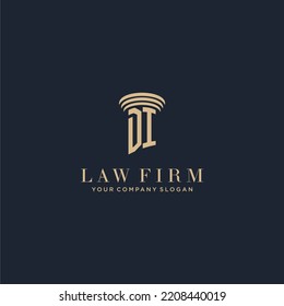 DI initial monogram lawfirm logo with pillar design