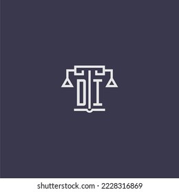 DI initial monogram for lawfirm logo with scales vector image