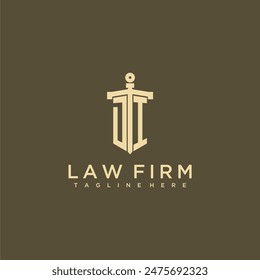 DI initial monogram for lawfirm logo with sword style image