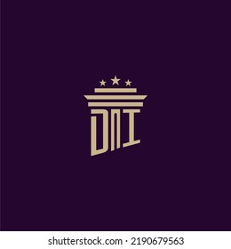 DI initial monogram logo design for lawfirm lawyers with pillar vector image