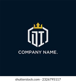 DI initial monogram logo design for hexagon style  crown elegant image