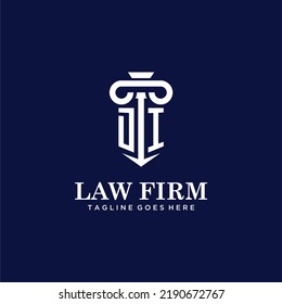 DI initial monogram logo lawfirm with pillar design