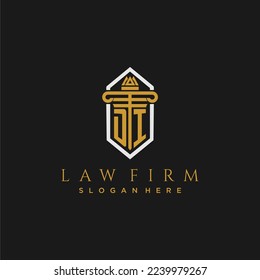 DI initial monogram logo for lawfirm with pillar in creative polygon design
