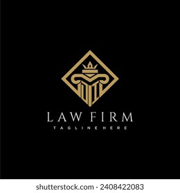 DI initial monogram logo for lawfirm with pillar in creative square design