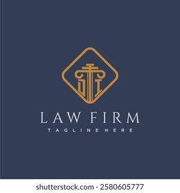 DI initial monogram logo for lawfirm with pillar in creative square design