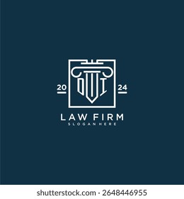 DI initial monogram logo for lawfirm with pillar design in creative square