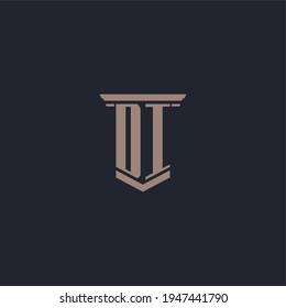 DI initial monogram logo with pillar style design