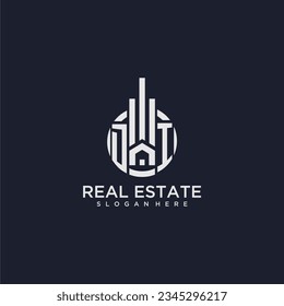 DI initiales Monogramm-Logo für Immobilien mit kreativem Kreis-Design, Vektorgrafik