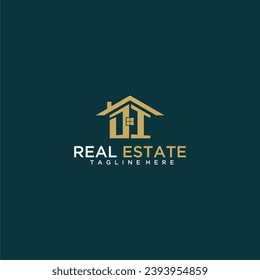 DI initial monogram logo for real estate with home shape creative design