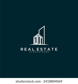 DI initial monogram logo real estate with building style design vector