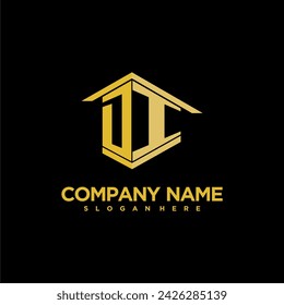 DI initial monogram logo for real estate with creative building style design