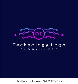 DI Initial Monogram für Technologie-Logo mit kreisförmigem Design