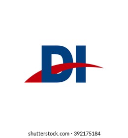 DI initial overlapping swoosh letter logo blue red