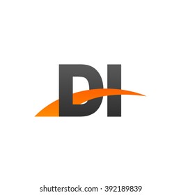 DI initial overlapping swoosh letter logo black orange