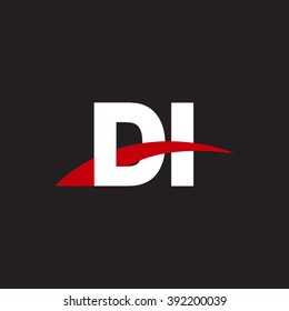 DI initial overlapping swoosh letter logo white red black background