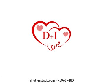 DI Initial wedding invitation, love logo template vector