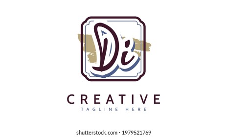 DI Initials, handwriting logo vector