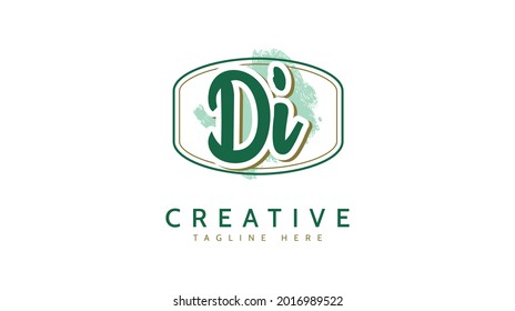 DI Initials, handwriting logo vector
