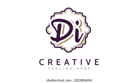 DI Initials, handwriting logo vector