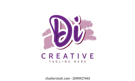 Di Initials, handwriting logo vector