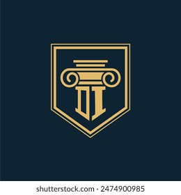 DI Initials Law Firm Logo Lawyer logo with creative law element