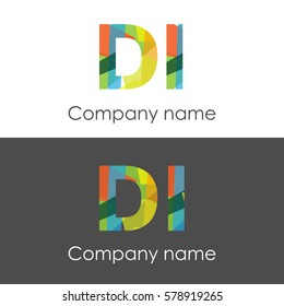 DI letter abstract mosaic shape icon colorful
