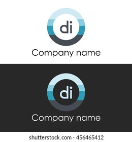 DI letter circle shape icon logo white blue

