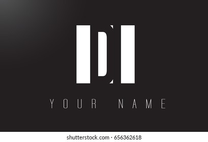 DI Letter Logo With Black and White Letters Negative Space Design.