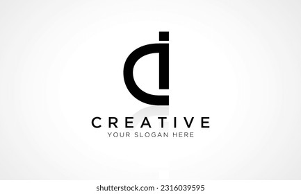 DI Letter Logo Design Vectorvorlage. Alphabet Initial Letter DI Logo Design mit glänzender Reflektion Business Illustration.