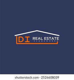 DI letter roof shape logo for real estate with house icon design