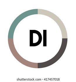 DI letters, four colors in abstract background logo, design identity in circle, alphabet letter