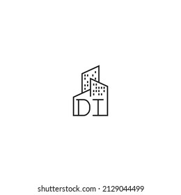 Logo de concepto de línea DI en diseño profesional de alta calidad que será mejor para empresas relacionadas con bienes raíces