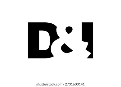 Design do logotipo DI em estilo negrito. Símbolo de identidade branco preto. Emblema de tipografia moderna. ícone Marca corporativa. Modelo de negócios mínimo.