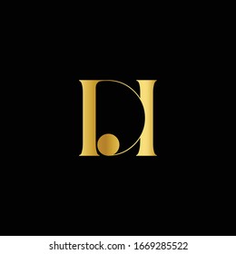 DI Logo Letter Initial Logo Designs mit goldenem und schwarzem Hintergrund
