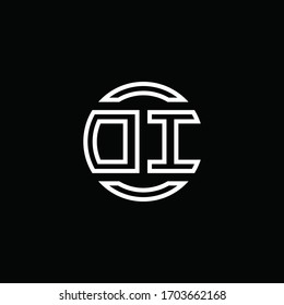 DI logo monogram with negative space circle rounded design template