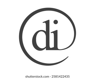 DI logo from two letter with circle shape email sign style. D and I round logotype of business company for brand identity.