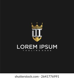 DI luxury letter monogram for crown and shield logo design