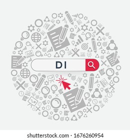 DI mean (dispatch information) Word written in search bar ,Vector illustration.