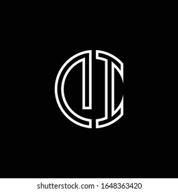 DI monogram logo circle ribbon style outline design template