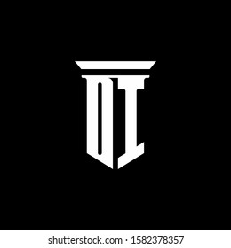 DI monogram logo with emblem style isolated on black background