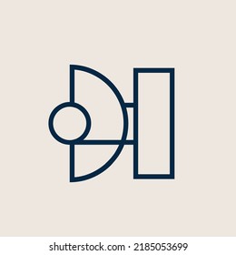 DI monogram Logo. Buchstabe d, Buchstabe i Signatursymbol. Alphabet-Initialen einzeln auf hellem Hintergrund. Buchstabierzeichen. Modernes Deko-Design, Web, Technik, Corporate Style Charaktere. Geometrische Typografie.