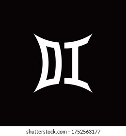 DI monogram logo with sharped shape design template isolated on black background