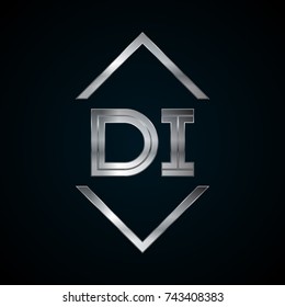 DI Monogram, Metal Logo, Silver Logo