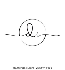 DI Signature initial logo template vector ,Signature Logotype