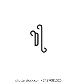 DI simple curved concept initial logo design black and white background