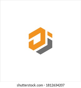 DI Unique modern flat abstract logo design with orange and gray color.