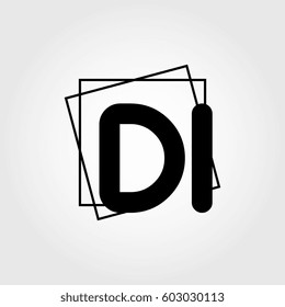 di uppercase initials square frame business logo