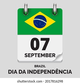 Dia da Independência, Brazil- September 7, days of year, flat realistic calendar icon Dia da Independência vector image with Brazil flag