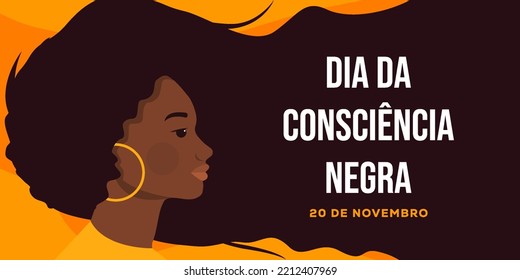 dia da consciencia negra banner illustration with women. translation Black Awareness Day 20 november